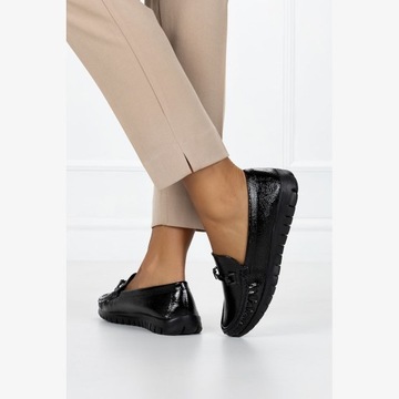 ОКРАШЕННЫЕ МОКАСИНЫ С ПРЯЖКОЙ, КОЖАНАЯ Стелька 39