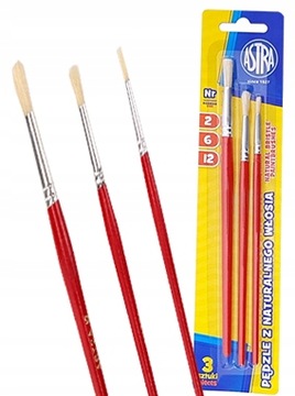 PĘDZELKI ASTRA SZKOLNE 3 SZT. MIX ROZMIARÓW