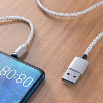 МАГНИТНЫЙ КАБЕЛЬ 3в1 ДЛЯ IPHONE LIGHTNING ANDROID MICRO USB TYPE-C ДЫШАЩИЙ 1м