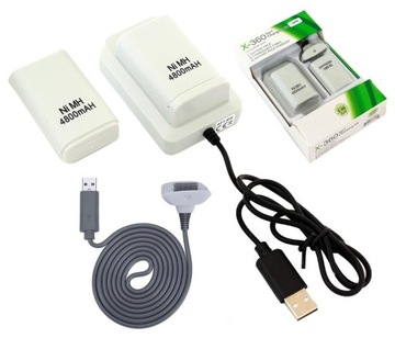 ŁADOWARKA STACJA DOKUJĄCA DO XBOX 360 2 x AKUMULATORY DO PADÓW + KABEL USB