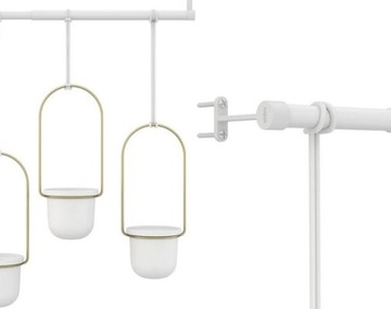 УМБРА Цветочный горшок, подвесная крышка, ТРИФЛОРА, белый с золотом