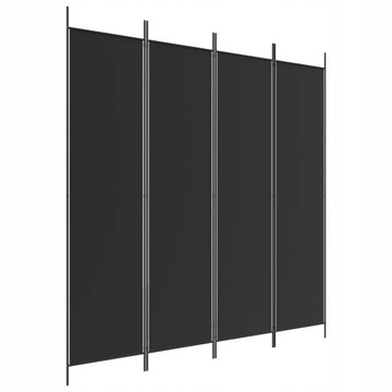 PARAWAN POKOJOWY DEKORACYJNY ŚCIANKA KOTARA 4-PANELOWY 200 x 200 cm CZARNY