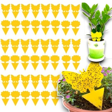 60x ŻÓŁTY LEP DO DONICZEK MOTYL na ziemiórki mszyce muszki owocówki owady