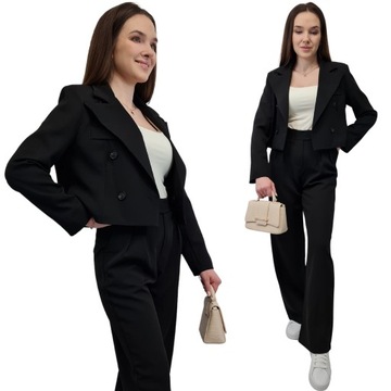 Модная КОРОТКАЯ КУРТКА Черный, современный женский пиджак, размер М