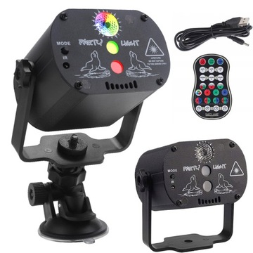 RGB KOLOROWY LAMPA PROJEKTOR DISCO ZE STEROWANIE GŁOSOWE DOBRY NA IMPREZY