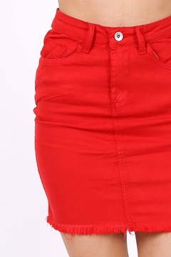 P116 КРАСНАЯ МИНИ-ЮБКА 38 М ДЖИНСОВАЯ ЮБКА КЛАССИЧЕСКАЯ КОРОТКАЯ