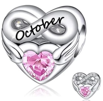 MD charms beads serce october październik | S 925
