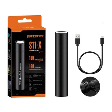 OUTLET SUPERFIRE MOCNA LATARKA TAKTYCZNA LED AKUMULATOROWA 700LM KOMPAKTOWA