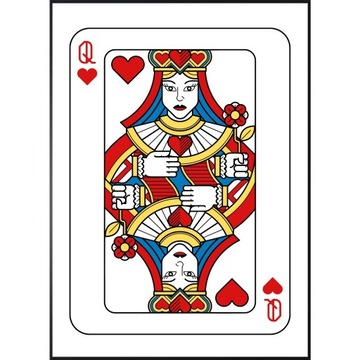 PLAKAT 40x50 OBRAZ KRÓLOWA DAMA KIER SERCE KARTA TALIA KART CZERWONY POKER