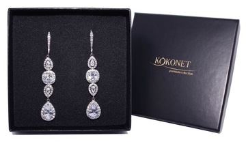 ELEGANCKIE długie KOLCZYKI ślubne OKAZAŁE diamenty