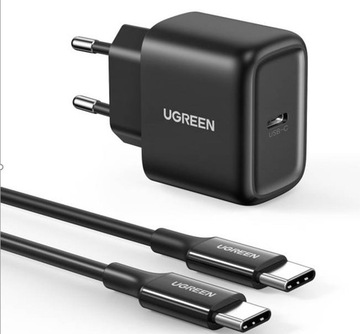 UGREEN ładowarka USB-C 25W sieciowa SZYBKA do iphone 15 kabel typ USB-C 2m
