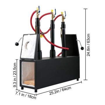 Газовая ковочная печь VEVOR 15L, 2 дверцы, 3 горелки