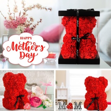 Мишка из ЛЕПЕСТКОВ РОЗ Женский день День матери День святого Валентина