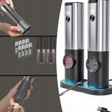 ЭЛЕКТРИЧЕСКИЙ ГРИЛЬ ДЛЯ СОЛИ И ПЕРЦА LED USB 2 ШТ. ОТЛИЧНЫЙ ПОДАРОК