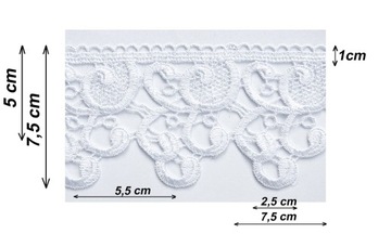 Taśma gipiura koronka ozdobna biała wys. 7,5 cm K