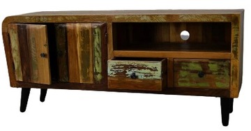Kolorowa Szafka RTV drewno recyklingowe SIXTIES