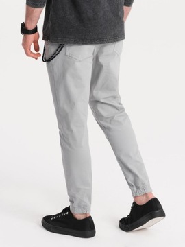 Spodnie męskie materiałowe JOGGERY z ozdobnym sznurkiem j.szare V2 P908 XXL