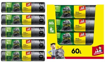 JAN NIEZBĘDNY МЕШКИ ДЛЯ МУСОРА MEGA STRONG тиснение FLEX & STRONG 60л 50 шт.