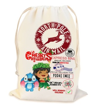 PEROSNALIZOWANY WOREK NA ŚWIĄTECZNY PREZENT POD CHOINKĘ Z IMIENIEM 23*34CM