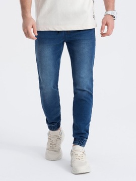 Spodnie męskie jeansowe JOGGER SLIM FIT ciemnoniebieskie V3 OM-PADJ-0134 XL