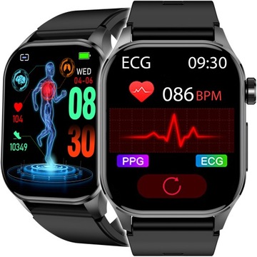 SMARTWATCH ZEGAREK DAMSKI Z EKG POMIAR CUKRU PULS CIŚNIENIE ROZMOWY MENU PL