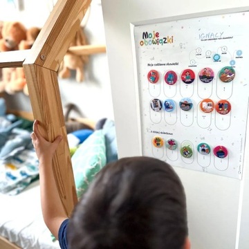 Obrazkowa TABLICA OBOWIĄZKÓW dla dziecka - magnetyczny z magnesami 20szt