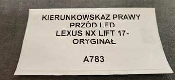 SMĚROVKA PRAVÝ PŘEDNÍ LED LEXUS NX FACELIFT 17-