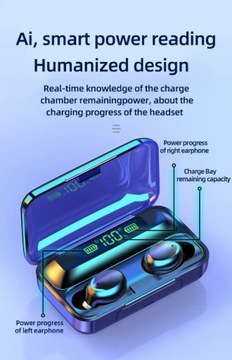 Наушники Bluetooth 5.1 TWS F9-5 + внешний аккумулятор Черный