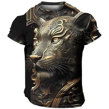 T-SHIRT MĘSKI KOSZULKA ZWIERZĘCY PRINT 3D LION M