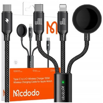 MCDODO ŁADOWARKA INDUKCYJNA DO APPLE WATCH 3W1 KABEL DO IPHONE MACBOOK 100W
