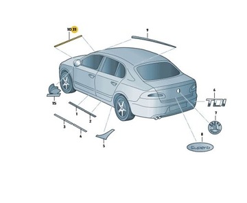 Монтажная планка правая OCTAVIA II 3T08543285AP ориг.