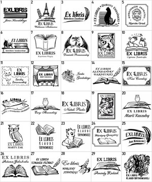 Pieczątka Ex libris 6x4 / 5x5cm - 127 Wzorów + GRAWER + lniany woreczek