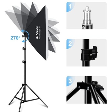 2x СТУДИЙНЫЕ ЛАМПЫ PULUZ SOFTBOX 50x70 см СВЕТОДИОДНЫЕ ЛАМПЫ