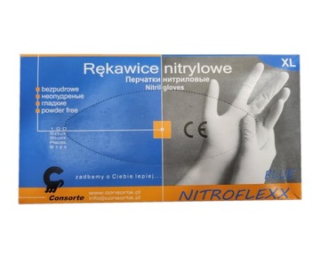Rękawice rękawiczki nitrylowe bezpudrowe niebi. XL