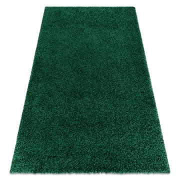 Dywan pluszowy shaggy butelkowa zieleń 70x200