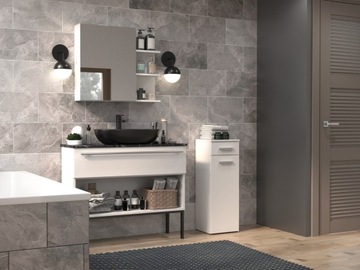 Белый шкаф для ванной комнаты с полкой и ящиком Nel V DS 30x30x85см