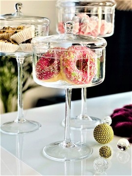 БОЛЬШОЙ СТЕКЛЯННЫЙ ПОДСВЕЧНИК НА ВЫСОКОЙ НОЖКЕ h 30 см.