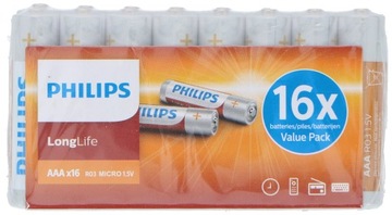 PHILIPS Baterie LONGLIFE małe paluszki AAA 16 szt.