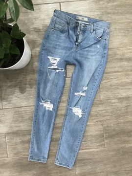 Topshop jamie spodnie jeans rurki DZIURY 38 30