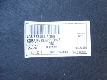 AUDI A6 C7 SEDAN WNĘTRZE BOCZKI PODŁOGA BAGAŻNIKA CZARNA ORYGINAŁ ASO