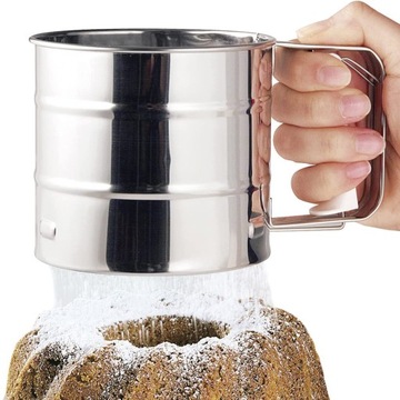 Просеиватель для муки, сахарница, стальное сито.