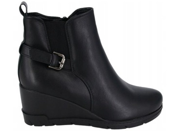 BOTKI NA KOTURNIE BUTY OCIEPLANE CZARNE G1_9060 41
