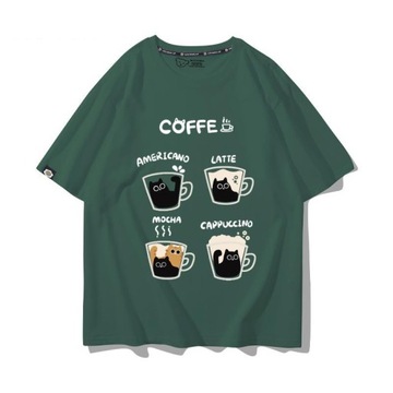 Koszulki z nadrukami Cute Cat T-shirty oversize Estetyczna, luźna koszulka