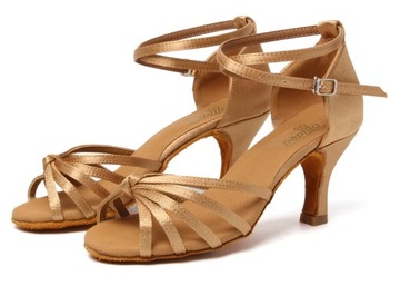 BUTY DO TAŃCA TANECZNE LATINO SALSA 7cm - NUDE