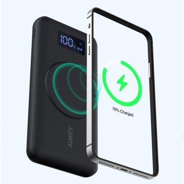 AUKEY Power Bank 1000 мАч 22,5 Вт MagSafe LED PD QC HSC Qi