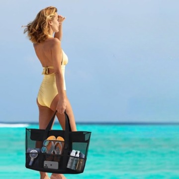 XXL Большая пляжная сумка из складной сетки - резистентные пляжные сумки