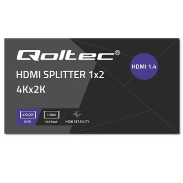 Активный разветвитель Qoltec 2xHDMI 4Kx2K 3,4 Гбит/с, высокая стабильность