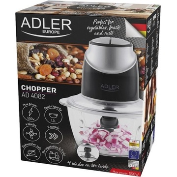 ЭЛЕКТРИЧЕСКИЙ ИЗМЕЛЬЧИТЕЛЬ ОВОЩЕЙ, ФРУКТОВ, ОРЕХОВ 550ВТ 1.2Л AD4082