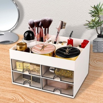 БЕЛЫЙ МЕТАЛЛИЧЕСКИЙ НАСТОЛЬНЫЙ ЯЩИК ДЛЯ ИНСТРУМЕНТОВ ОРГАНИЗАТОР КОНТЕЙНЕР С 4 ОТДЕЛЕНИЯМИ ЯЩИК