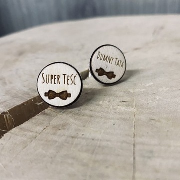 DREWNIANE SPINKI DO MANKIETÓW NA ŚLUB GRAWEROWANE